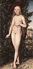Standing Paintings - Venus Standing in a Landscape by Lucas Cranach the Elder